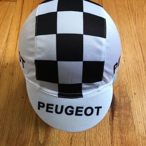 Peugeot Black & White Check Cycling Cap